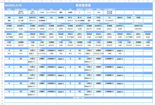 車両管理表の記入例 0001